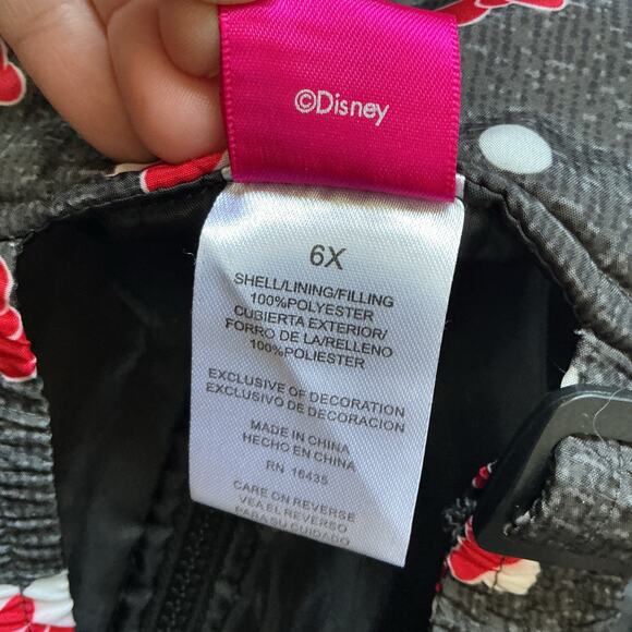 Girls 6X Disney Minnie Mouse Snow Pants Adjustable Bibs Gray Pink - Picture 4 of 11